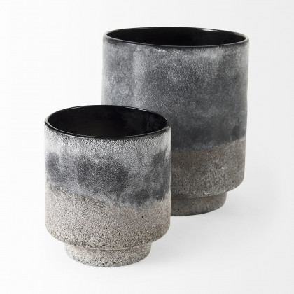 Mercana Squally Vase - Black/Brown, H6"