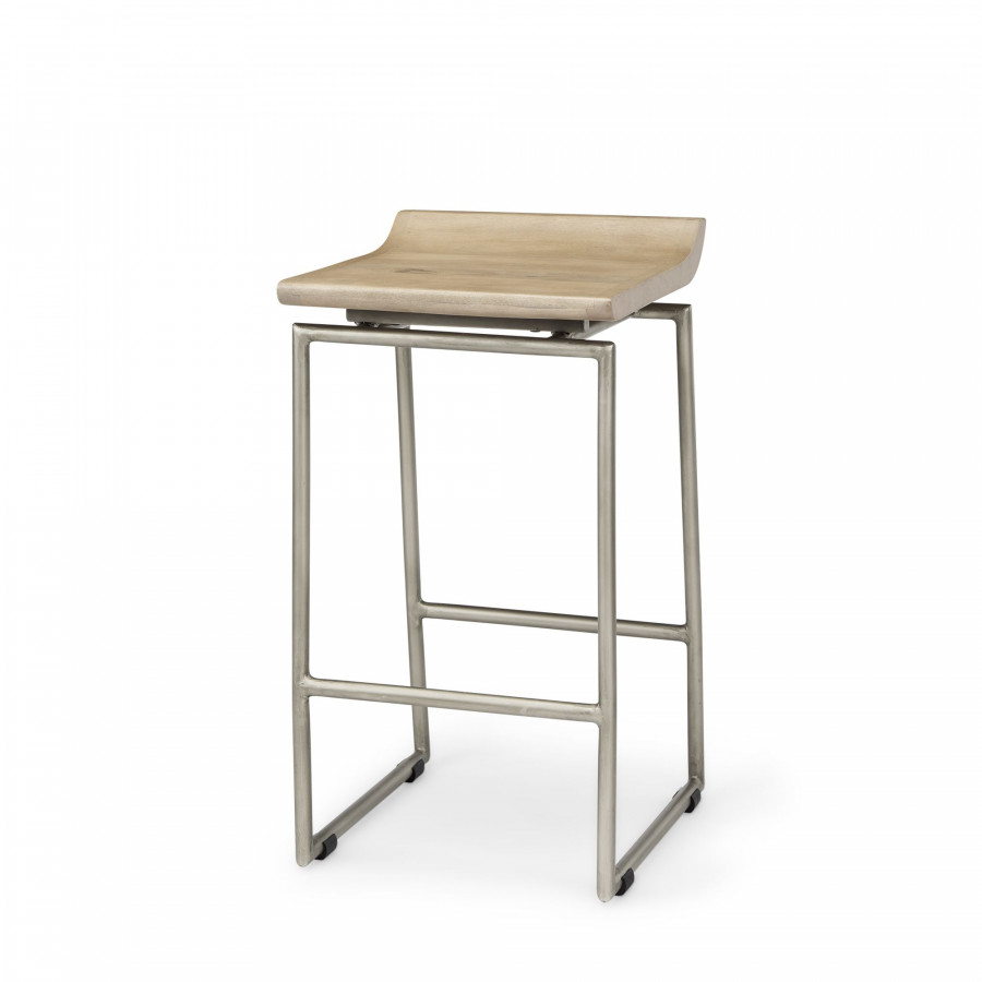 Mercana Givens 26" Counter Stool with Silver Metal Frame - Brown/Silver