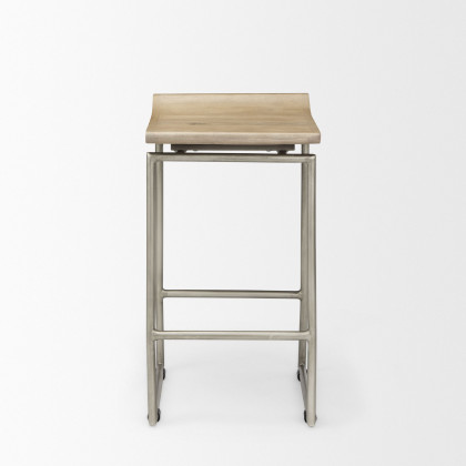 Mercana Givens 26" Counter Stool with Silver Metal Frame - Brown/Silver