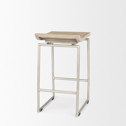 Mercana Givens 26" Counter Stool with Silver Metal Frame - Brown/Silver