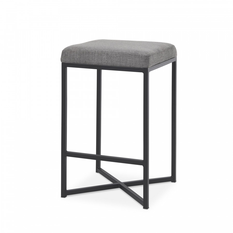 Mercana Frodo 26" Counter Stool with Black Iron Frame - Gray