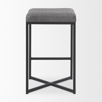 Mercana Frodo 26" Counter Stool with Black Iron Frame - Gray
