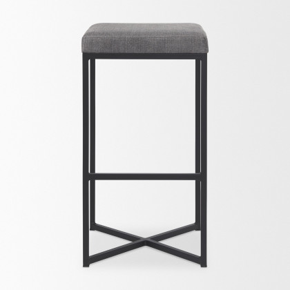 Mercana Frodo 30" Counter Stool with Black Iron Frame - Gray