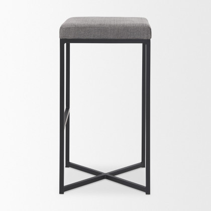 Mercana Frodo 30" Counter Stool with Black Iron Frame - Gray