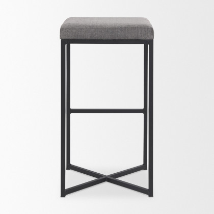 Mercana Frodo 30" Counter Stool with Black Iron Frame - Gray