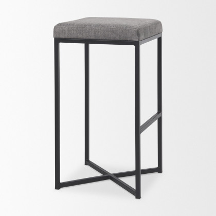 Mercana Frodo 30" Counter Stool with Black Iron Frame - Gray