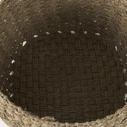 Mercana - Jarek Medium Brown Seagrass Basket Cross Weave Round Basket (Set of 3)