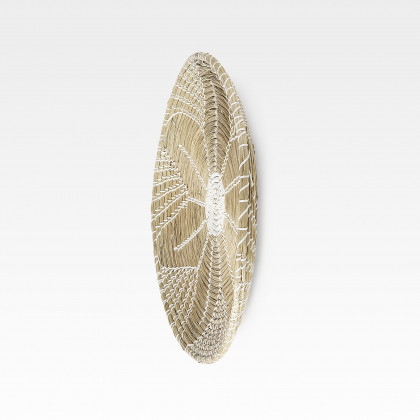 Mercana Mekhi Wall Hanging Plate Seagrass with White String Round - Beige/White