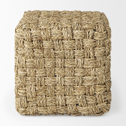 Mercana - Adele Medium Brown Seagrass Woven Square Pouf