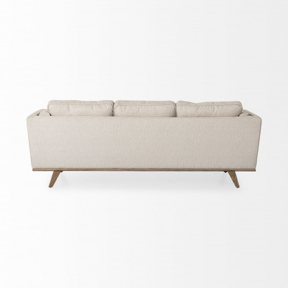 Mercana Brooks 3 Seater Sofa with Medium Brown Wooden Legs - Cream, Fabric