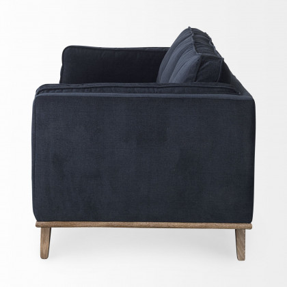 Mercana Brooks 3 Seater Sofa with Medium Brown Wooden Legs - Navy Blue, Fabric