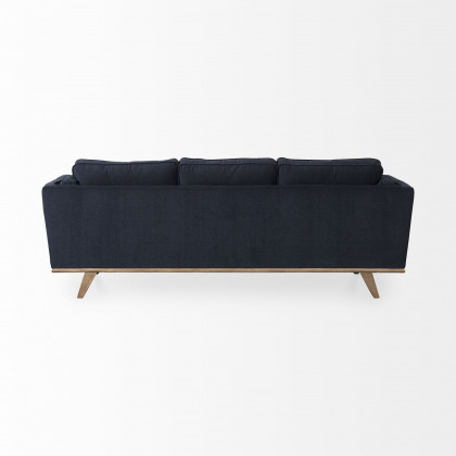 Mercana Brooks 3 Seater Sofa with Medium Brown Wooden Legs - Navy Blue, Fabric