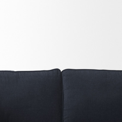 Mercana Brooks 3 Seater Sofa with Medium Brown Wooden Legs - Navy Blue, Fabric