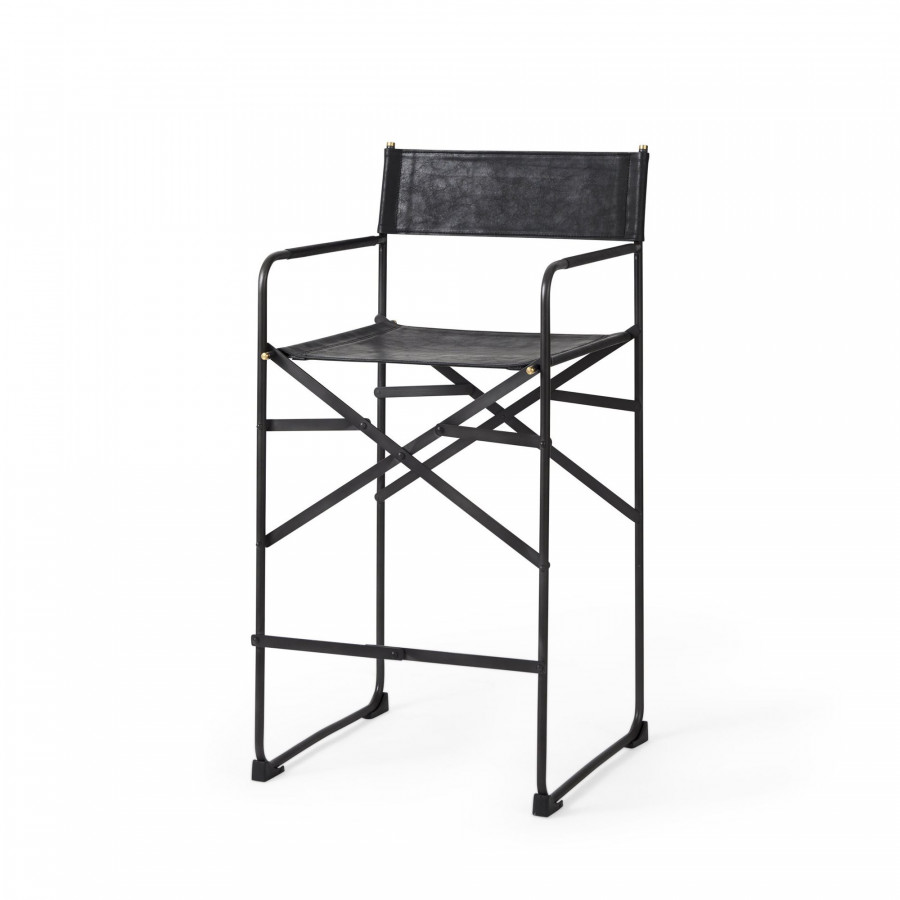 Mercana Direttore 40" Counter Stool with Black Frame - Black