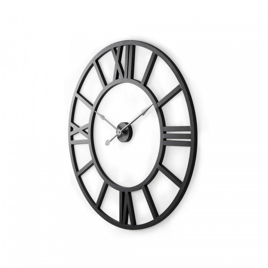 Mercana Stoke 30" Round Iron Wall Clock - Black
