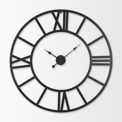 Mercana Stoke 42" Round Iron Wall Clock - Black