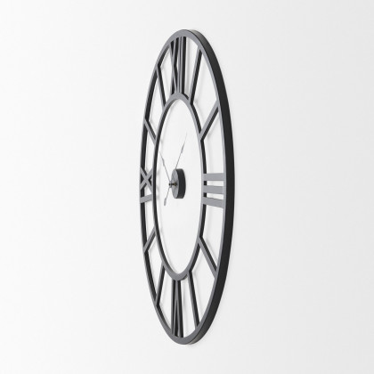 Mercana Stoke 42" Round Iron Wall Clock - Black
