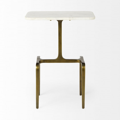 Mercana Preston Accent Table with Gold Metal - White/Gold
