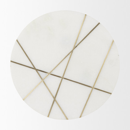 Mercana Vivienne Accent Table Series - White/Gold, H23"