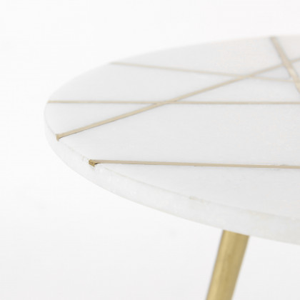 Mercana Vivienne Accent Table Series - White/Gold, H23"