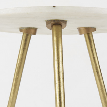 Mercana Vivienne Accent Table Series - White/Gold, H23"