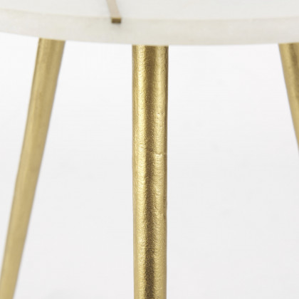 Mercana Vivienne Accent Table Series - White/Gold, H23"