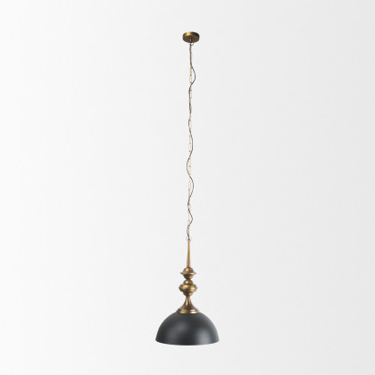 Mercana - Willson Black Iron with Antique Brass Dome Pendant Light