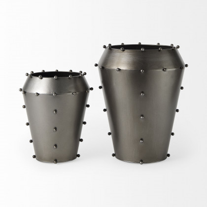 Mercana Elio 12" Vase - Gunmetal Gray, Metal
