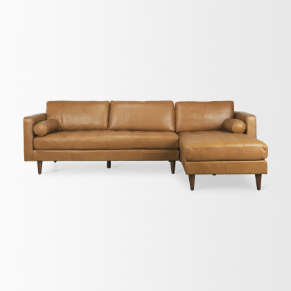 Mercana Svend Right Chaise Sectional  - Tan, Leather