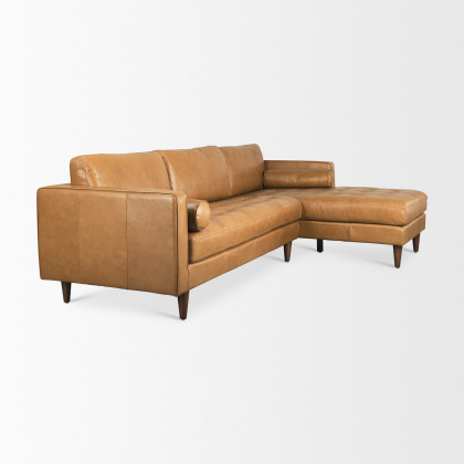 Mercana Svend Right Chaise Sectional  - Tan, Leather