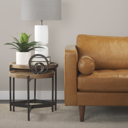 Mercana Svend Right Chaise Sectional  - Tan, Leather