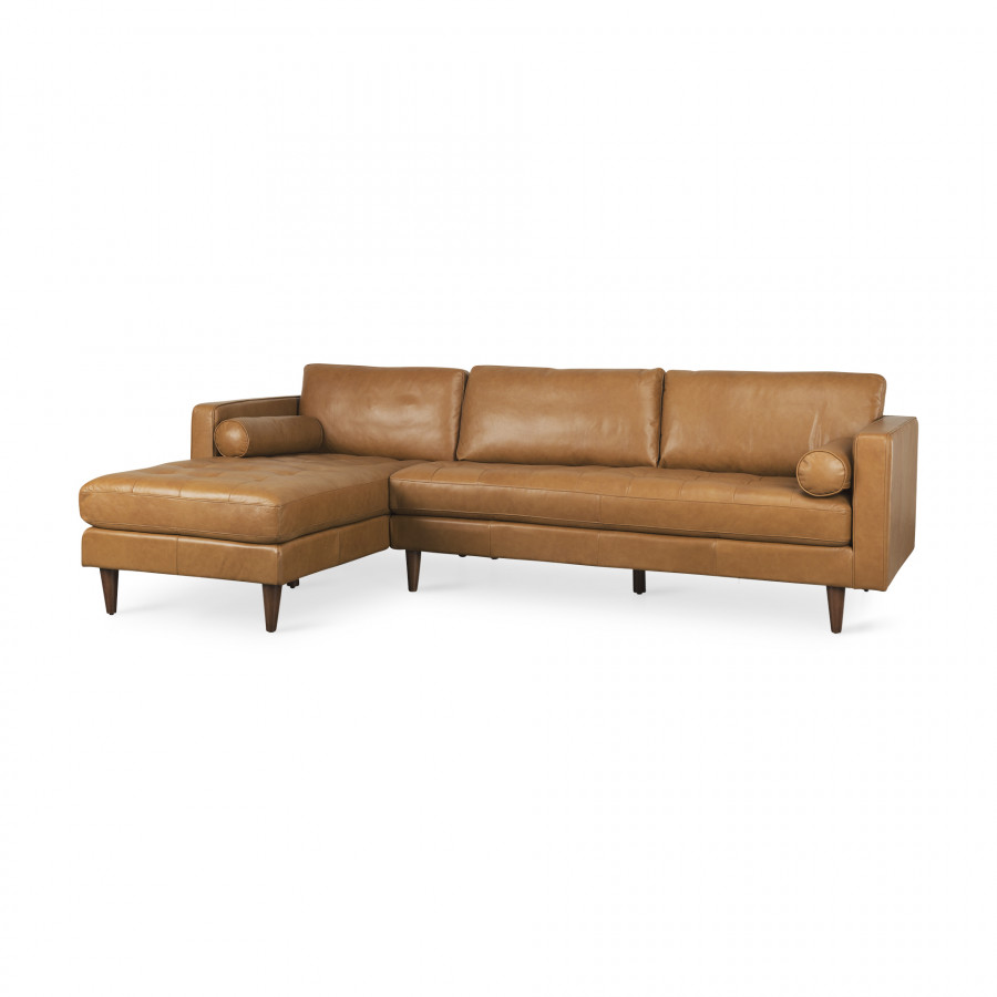 Mercana Svend Left Chaise Sectional  - Tan, Leather