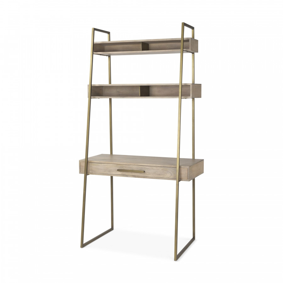 Mercana Cordell Desk with Gold Metal - Light Brown