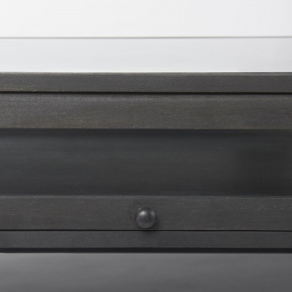 Mercana Arelius Rectangular Coffee Table with Black Metal Base - Black