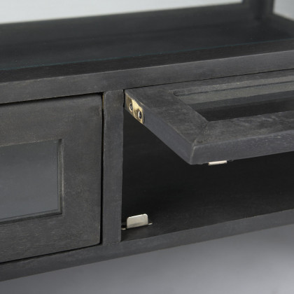 Mercana Arelius Rectangular Coffee Table with Black Metal Base - Black