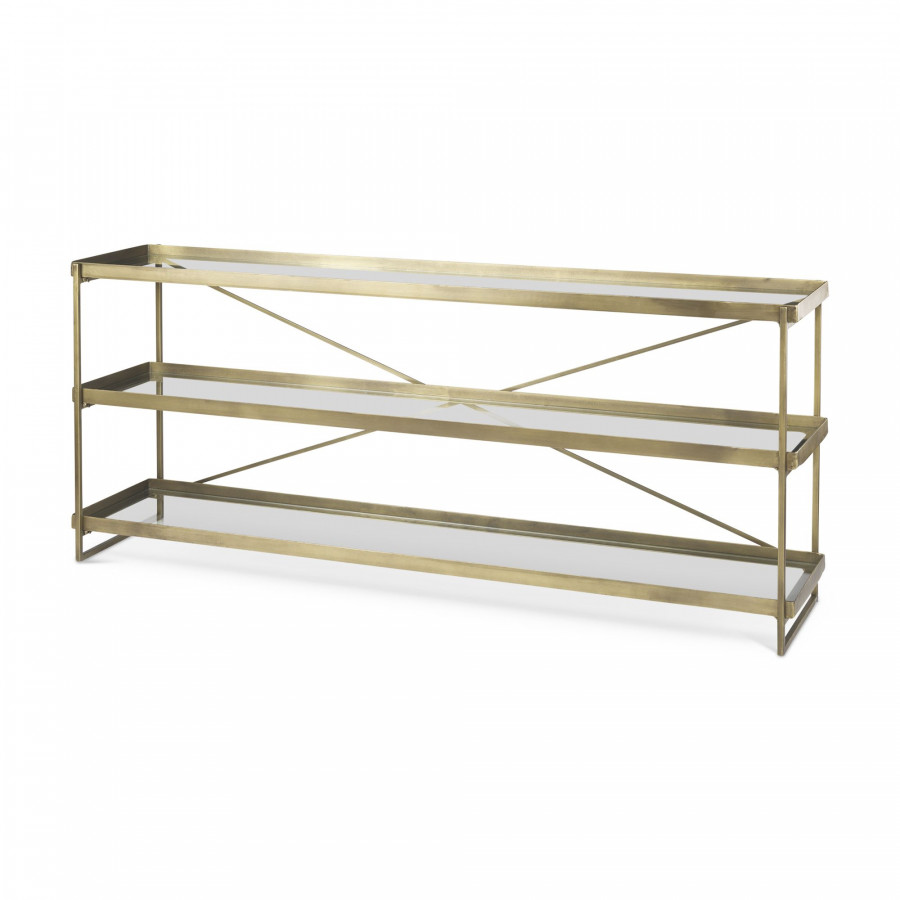 Mercana Trey Console Table with Glass - Gold