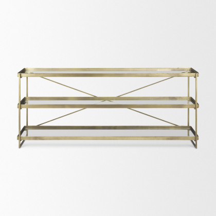 Mercana Trey Console Table with Glass - Gold