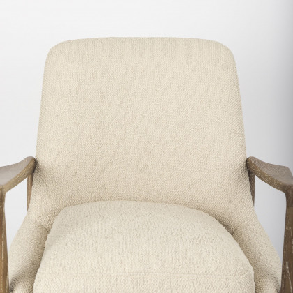 Mercana Westan Accent Chair with Light Brown Wood Legs - Cream, Boucle