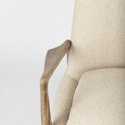 Mercana Westan Accent Chair with Light Brown Wood Legs - Cream, Boucle