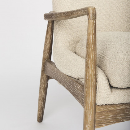 Mercana Westan Accent Chair with Light Brown Wood Legs - Cream, Boucle