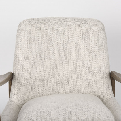 Mercana Westan Cream Fabric W/Medium Brown Wood Accent Chair - Cream, Fabric