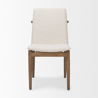 Mercana Cavett Dining Chair with Light Brown Wood Frame - Cream/Light Brown