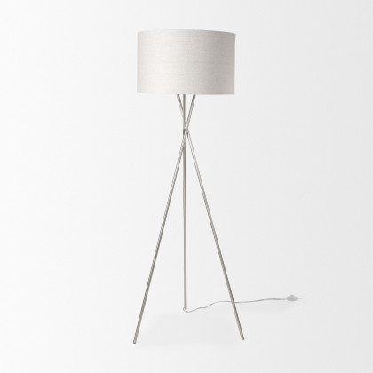 Mercana Ambrose Floor Lamp with Beige Fabric Shade - Silver