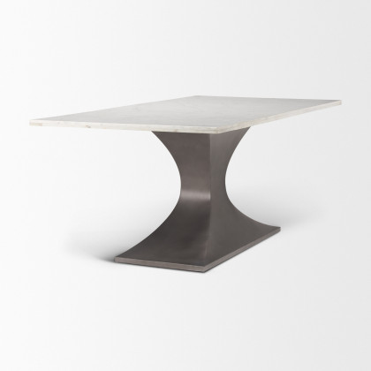 Mercana Maxton Dining Table - White, Metal