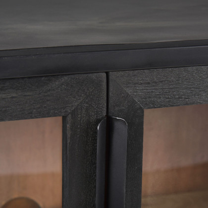 Mercana - Sloan Black Wood with Black Metal Frame Accent Cabinet