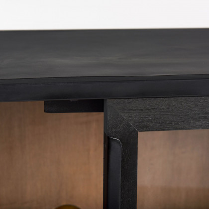 Mercana - Sloan Black Wood with Black Metal Frame Accent Cabinet
