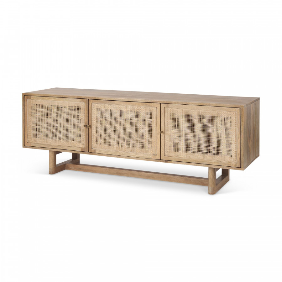 Mercana Grier Media Console with Cane - Light Brown