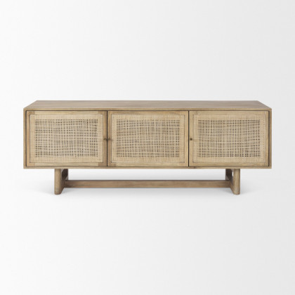Mercana Grier Media Console with Cane - Light Brown