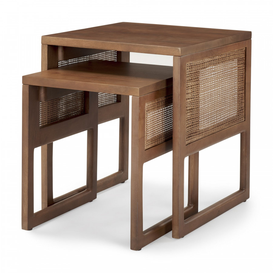 Mercana Grier Accent Table with Cane (Set of 2) - Brown