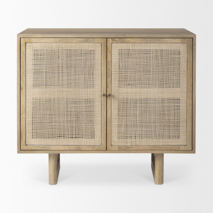 Mercana Grier Light Wood with Cane 2 Door Accent Cabinet - Light Brown